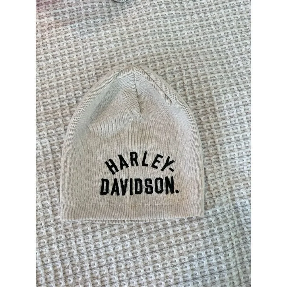 Harley Davidson Kids Gray Embroidered Logo Knitted Beanie Hat Size 2-4T